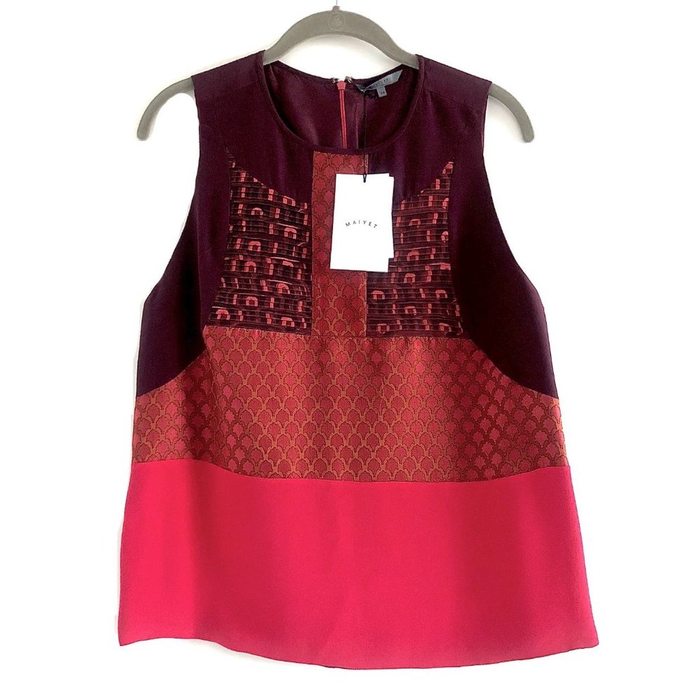 Maiyet Red Silk Mosaic Print Blouse